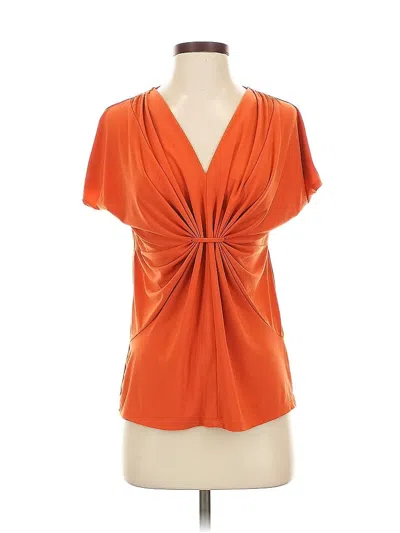 Pre-owned Chaus Short Sleeve Top Orange Plunge Neckline Tops