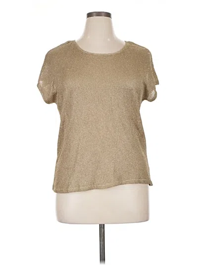 Pre-owned Chaus Short Sleeve Top Tan Crew Neck Tops