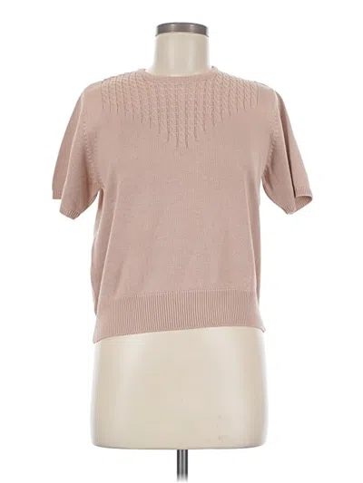 Pre-owned Chaus Short Sleeve Top Tan Crew Neck Tops
