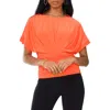 Chaus Solid Ruched Knit Top In Orange
