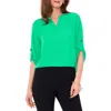 Chaus Split Neck Blouse In Vivid Green