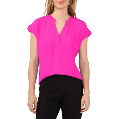 Chaus Split Neck Georgette Blouse In Pink