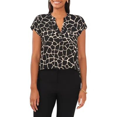 Chaus Split Neck Georgette Blouse In Black