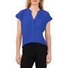 Chaus Split Neck Georgette Blouse In Blue