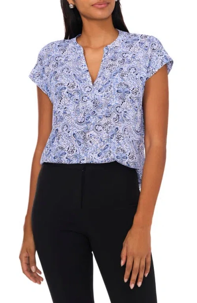 Chaus Split Neck Georgette Blouse In Blue