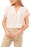 Chaus Split Neck Georgette Blouse In Brown/taupe
