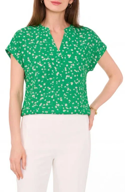 Chaus Split Neck Georgette Blouse In Green