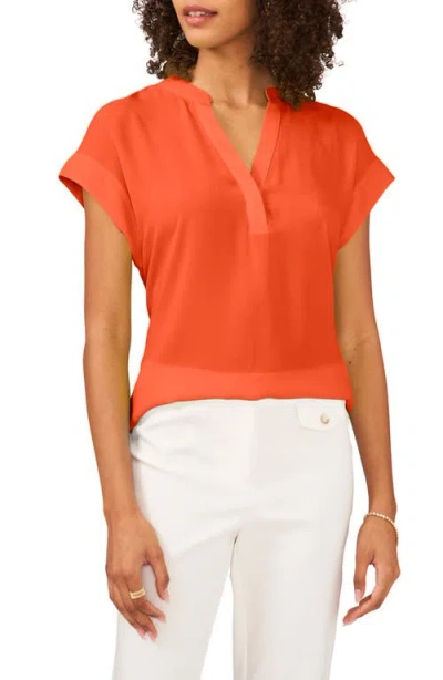 Chaus Split Neck Georgette Blouse In Orange