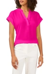 Chaus Split Neck Georgette Blouse In Pink