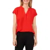 Chaus Split Neck Georgette Blouse In Red