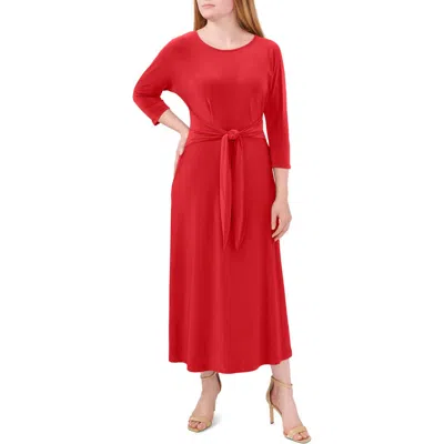 Chaus Tie Waist Jersey Midi Dress In Red