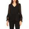 Chaus Tulip Bell Sleeve Top In Black