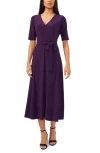 Chaus V-neck Belted Midi Dress In Plumstone