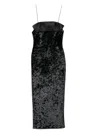 Chb Christian Boaro Velvet-crushed Satin-panel Dress In Black