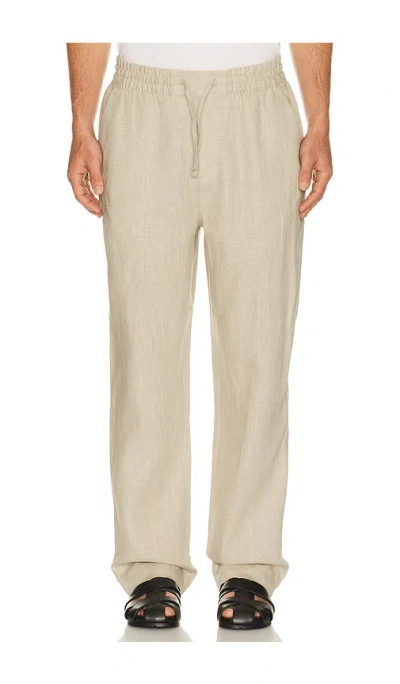 Che Avila Linen Drawstring Trouser In Neutral