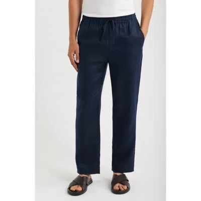 Che Ché Avila Straight Leg Linen Drawstring Pants In Blue