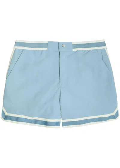 Che Baller Striped Poplin Swim Shorts In Light Blue