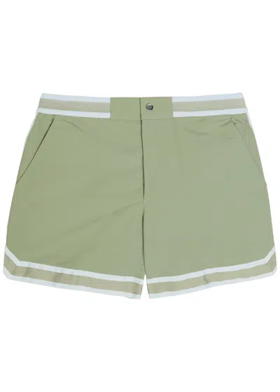 Che Baller Striped Poplin Swim Shorts In Sage