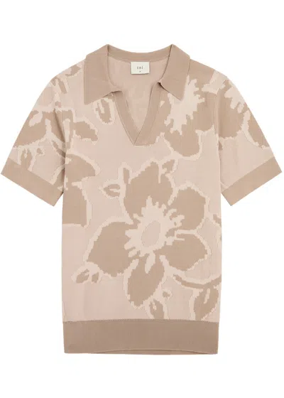 Che Coppola Floral-intarsia Knitted Polo Shirt In Beige