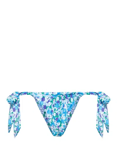 Che Costa Floral-print Bikini Bottoms In Blue