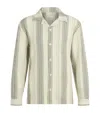 Che Mens Ivory Woolby Striped Crinkled Cotton-blend Shirt Xl In Neutral