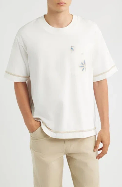 Che Ché Daisel Embroidered Appliqué Relaxed Cotton T-shirt In White