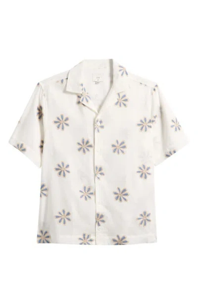 Che Ché Daisel Floral Embroidered Cotton Camp Shirt In White