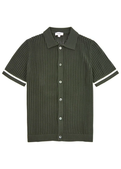 Che Elias Crot-knit Polo Shirt In Green