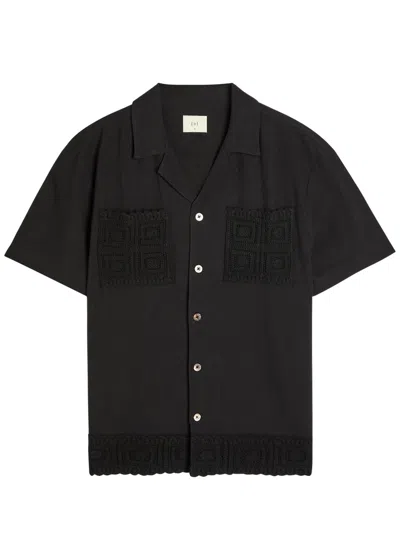 Che Inigo Crot-trim Cotton And Linen-blend Shirt In Black