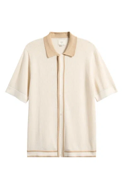 Che Ché Jorge Short Sleeve Knit Button-up Shirt In White