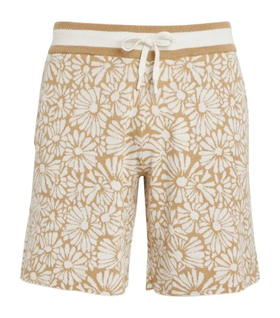 Che Knitted Daisy Jacquard Shorts In Beige