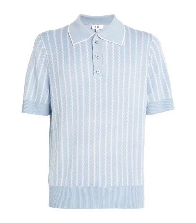 Che Knitted Striped Polo Shirt In Blue