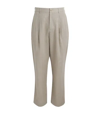 Che Ché Linen Pleated Nassau Trousers In Brown
