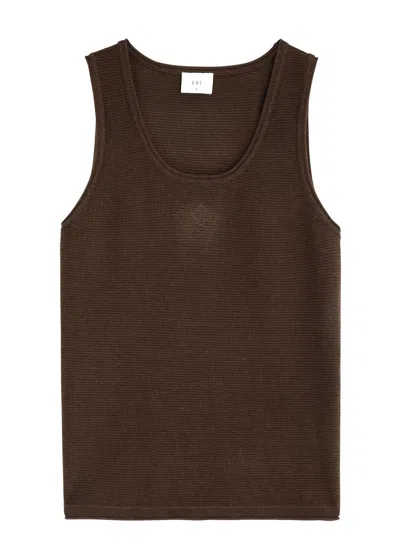Che Logo-embroidered Knitted Vest In Brown