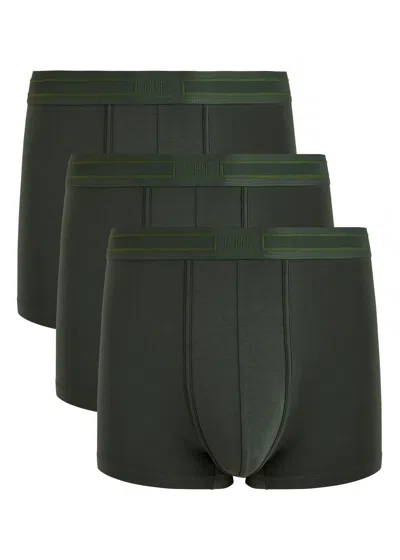 Che Logo-jacquard Stretch-jersey Trunks In Dark Green