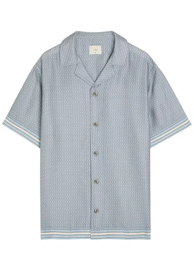 Che Lucena Printed Satin-twill Shirt In Blue