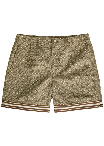 Che Lucena Printed Stretch-shell Swim Shorts In Brown