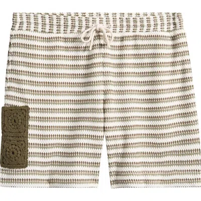 Che Ché Mathias Stripe Cotton Blend Shorts In Green