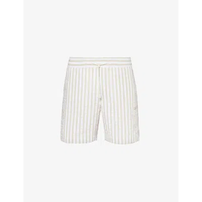 Che Mens Beige Marinero Stripe-pattern Cotton Shorts