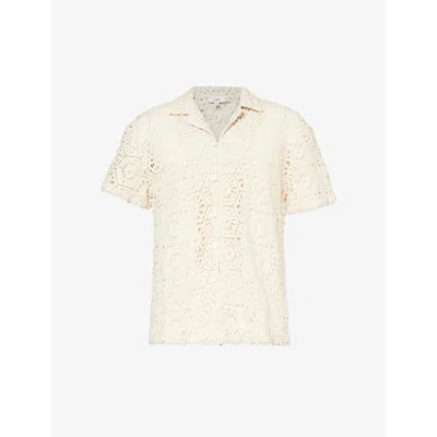 Che Mens Ivory Achilles Geometric-knit Cotton-blend Shirt