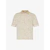 CHE CHE MENS TAN DAISY FLORAL-JACQUARD COTTON KNITTED SHIRT