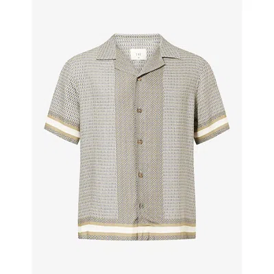 Che Mens Berkeley Printed Woven Shirt Dark Olive-37 In Gray