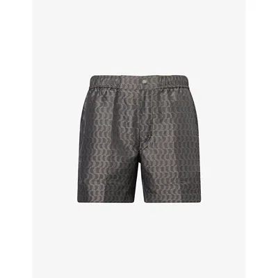 Che Mens Black Mosaic Jacquard Swim Shorts