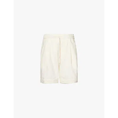 Che Mens Ivory Albert Lave-trim Tailored Cotton-blend Shorts In White