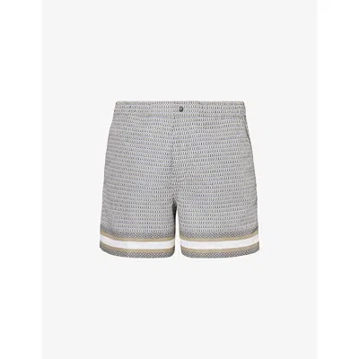 Che Mens  Berkeley Border Swim Shorts In Dark Olive-37