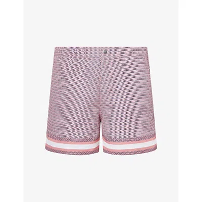Che Mens  Berkeley Border Swim Shorts In Rose-24