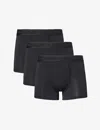 Che Mens Black Elasticated-waistband Pack Of Three Stretch-woven Trunks In Black