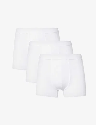 Che Mens White Elasticated-waistband Pack Of Three Stretch-woven Trunks