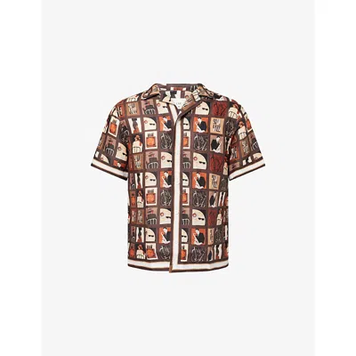 Che Mens Chocolate Brown-38 Wilson Printed Linen Shirt Xxl