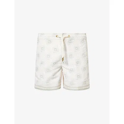 Che Mens Ecru Telha Printed Swim Shorts In Neutral